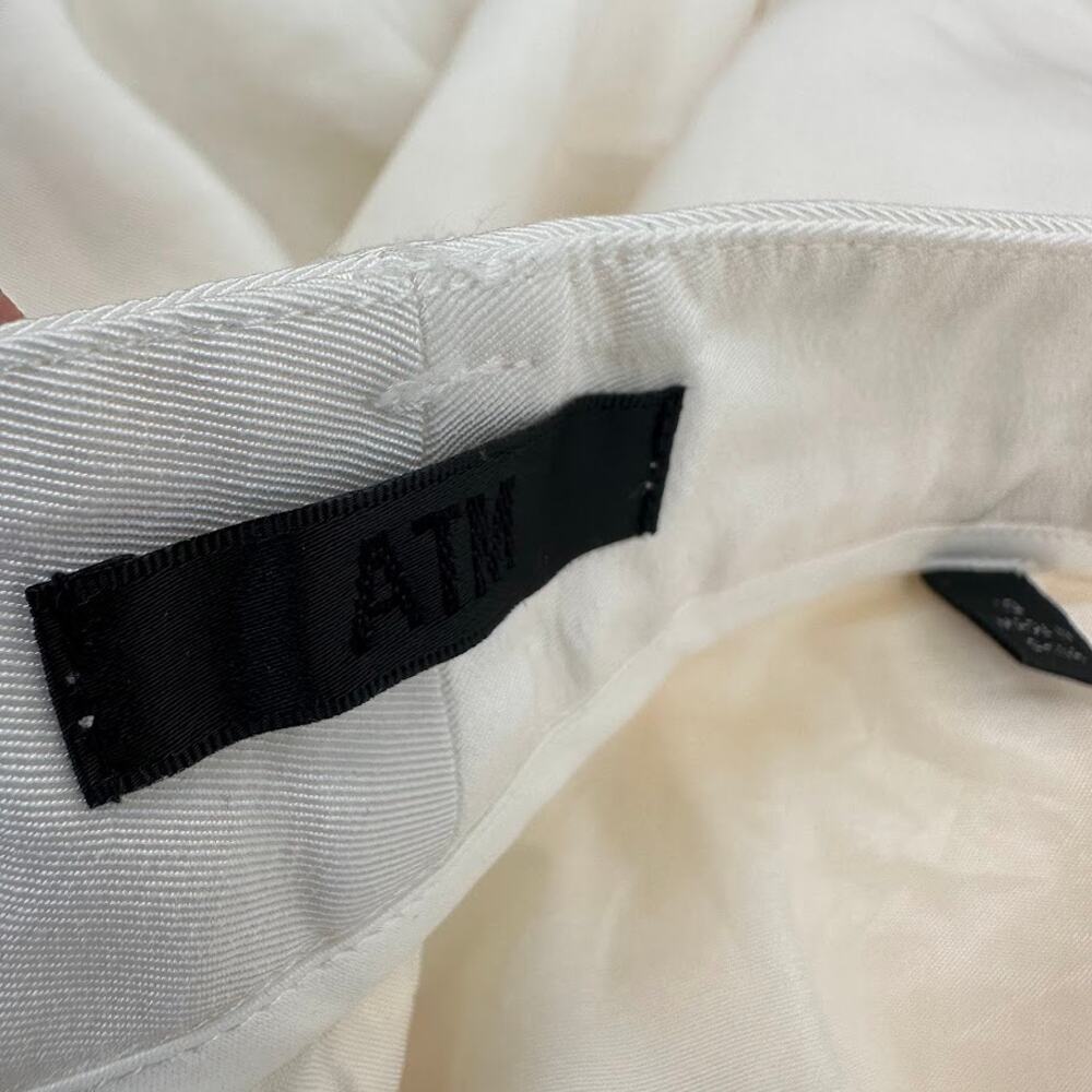 ATM White Pleated Wide Leg Pants Size 10 - Picture 7 of 12